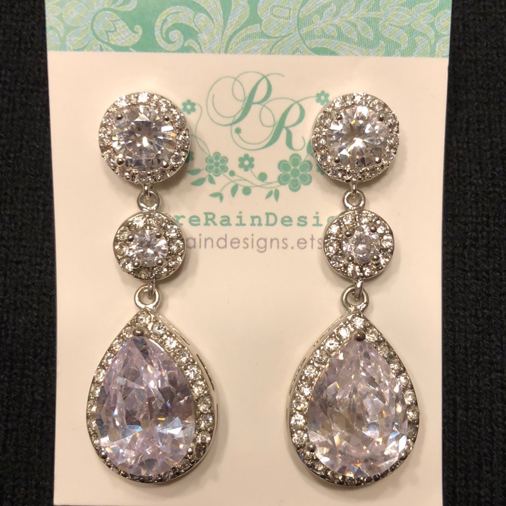 Bridal/formal earrings - rhinestone teardrop style